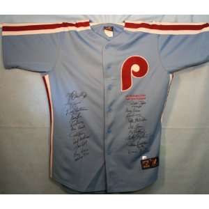  1980 Phillies Team Autographed Baseball Jersey Everything 