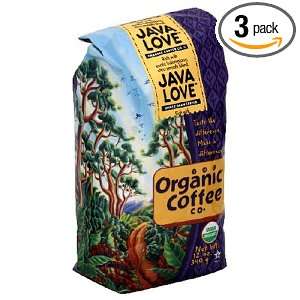 The Organic Coffee Co. Java Love, 12 Ounce Bags (Pack of 3)  