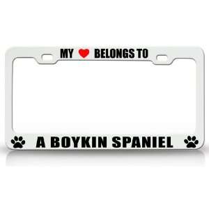 MY HEART BELONGS TO A BOYKIN SPANIEL Dog Pet Steel Metal Auto License 