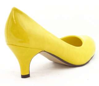 GREEN or YELLOW Low Heel Round toe Patent PUMP  