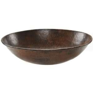 Copper Oval Wire Rimmed Vessel Sink with Traditional Hammered Design