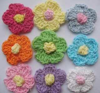 Crochet Flower Appliques x 90 Mix  Kids  