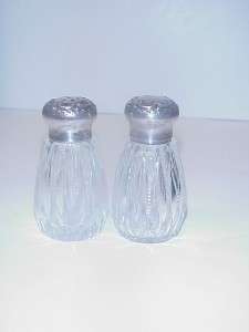 VICTORIAN GLASS SALT & PEPPER SHAKERS STERLING TOPS WWS  