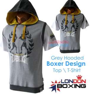 EVERLAST Boxing Mens Grey Hoody Hoodie Boxer Design T shirt ★ Size 
