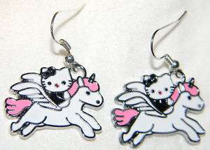 2733 HELLO KITTY RIDING ON A HORSE DANGLE EARRINGS  