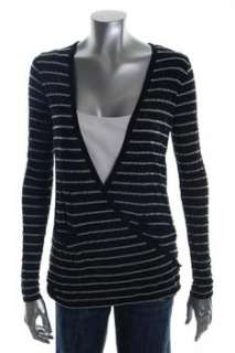Three Dots NEW Knit Top Black Striped Sale Misses Shirt XS  
