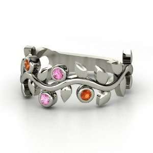   with Four Gems, Platinum Ring with Pink Sapphire & Fire Opal Jewelry