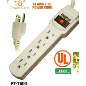 4 OUTLET POWER STRIP WITH 18 CORD AND CIRCUIT BREAKER 