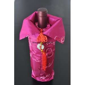 Wine Bottle Gift Cover or Dress /Holiday Home Decor   Rose