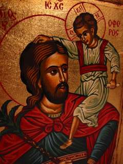 Ikone,Byzanz,Heiliger Christophorus,24 cm,Massivholz