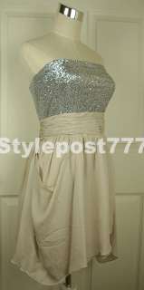 Alice Olivia Maggie Strapless Sequin Celebrity Dress with Draped Skirt 