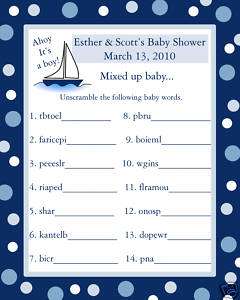24 Baby Shower Word Scramble Game Cards AHOY ITS A BOY  