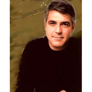  GEORGE CLOONEY ACRYLIC, OIL, & GICLEE MIXED MEDIA PAINTING 