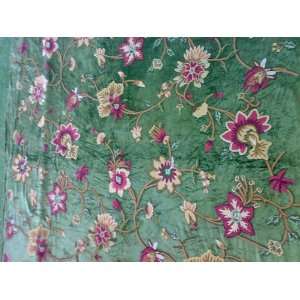  Crewel Fabric Shahi Bagh Hunter Green Cotton Viscose 