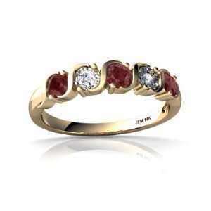  14K Yellow Gold Round Genuine Ruby Ring Size 4 Jewelry