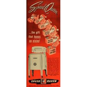 1949 Ad Speed Queen Appliance Santa Washer Clothing   Original Print 