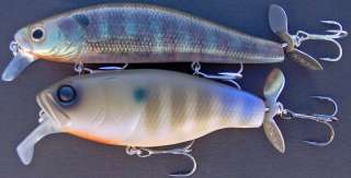 Size comparison of Buzzjet 96 (front) and Spiral Minnow (back).