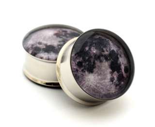 Pair of Moon Picture Plugs gauges Choose Size new  