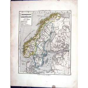 Emil Von SydowS Schul Atlas 1870 Map Schweden Norwegen Sweden Norway 