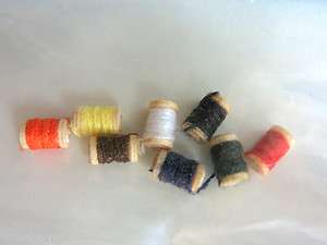 Dollhouse Miniature 8 Wooden Spools of Thread in Various Colors  