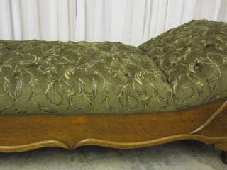 Antique Dark Oak Fainting Couch Sofa w Lions Paw Feet and New 