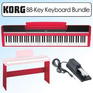  Korg SP170RD 88 key Digital Slab Piano Red Bundle Musical 