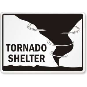 Tornado Shelter (with graphic) Laminated Vinyl Sign, 14 x 10