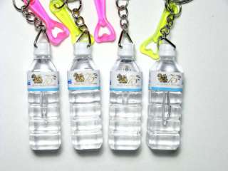 Lot of 4 Keychains Charms Plastic Mini Water Bottles  