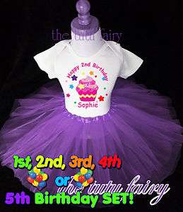  Girl Party shirt & purple tutu set 1st 2nd 3rd 4th 5th name age  