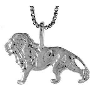  Sterling Silver 9/16 in. (14mm) Tall Lion Pendant Jewelry