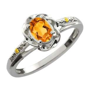   41 Ct Oval Yellow Citrine Canary Diamond 14K White Gold Ring Jewelry
