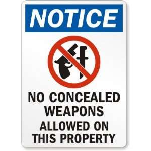  Notice No Concealed Weapons Allowed On This Property 