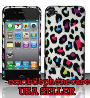 Cute Leopard Snap On Rubberized Hard Case Cover Apple iPhone 4 / 4GS 