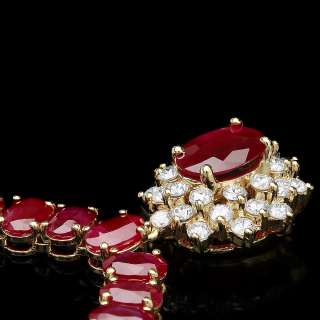 41500 CERTIFIED 14K YELLOW GOLD 60.5CT RUBY 1.40CT DIAMOND NECKLACE 