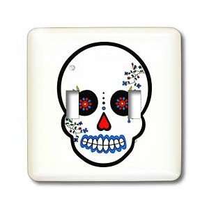   Muertos Sugar Skull White   Light Switch Covers   double toggle switch