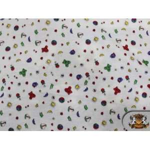  Polycotton Printed BABY STUFF WHITE Fabric By the Yard 