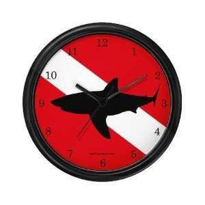  Great White on Dive Flag Sports Wall Clock by  