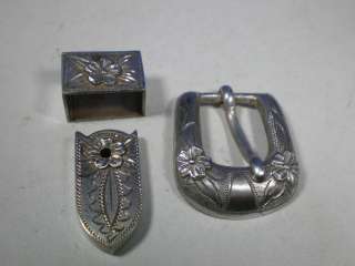   CHILDS 3piece Mexican sterling WESTERN BUCKLE SET signed DOVAL  