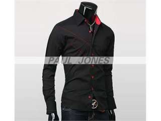 PJ Unique Designer Slim Fit Mens Shirts Top Dress , Black US M  