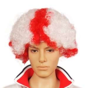  MAYSU Red and White for the England Sports Fanatic Wig 