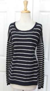 Cute VINCE Navy Striped Oversized Pullover Sweater Sz L  