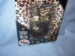 Plush Leopard Print 5.5x7 Framed Locker Mirror, 8 pc Mini Hair 