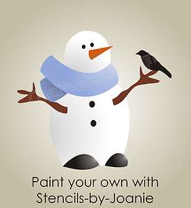 STENCIL Primitive Frosty Snowman Crow Winter for Blocks  