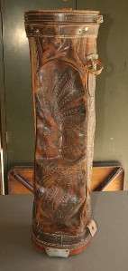 Vintage tooled leather golf bag Mexico Aztec warrior  
