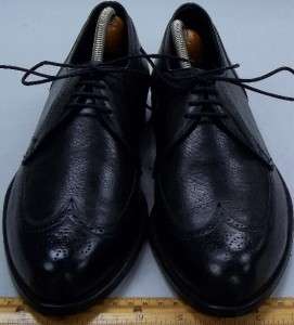   black calfskin leather lace up oxford wing tip dress shoes 10 D  