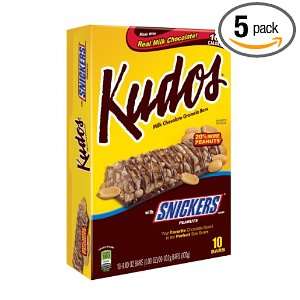Kudos Granola Bars with Snickers Milk Chocolate, 8.3 Ounce (Pack of 5 