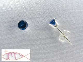 4mm Roudnd Sapphire CZ Post Earrings showing a complete setting.
