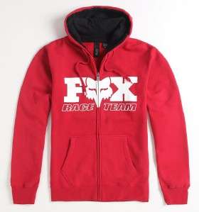 Fox Racing Dee Retro Race Team Mens Red Zip Hoodie Fleece Sweatshirt 