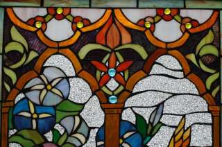Large Tiffany Style Stained Glass Window Panel  