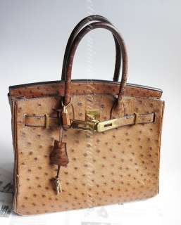   ostrich BIRKIN 30 CM GoldHW HANDBAG PURSE shopper bag#2735  
